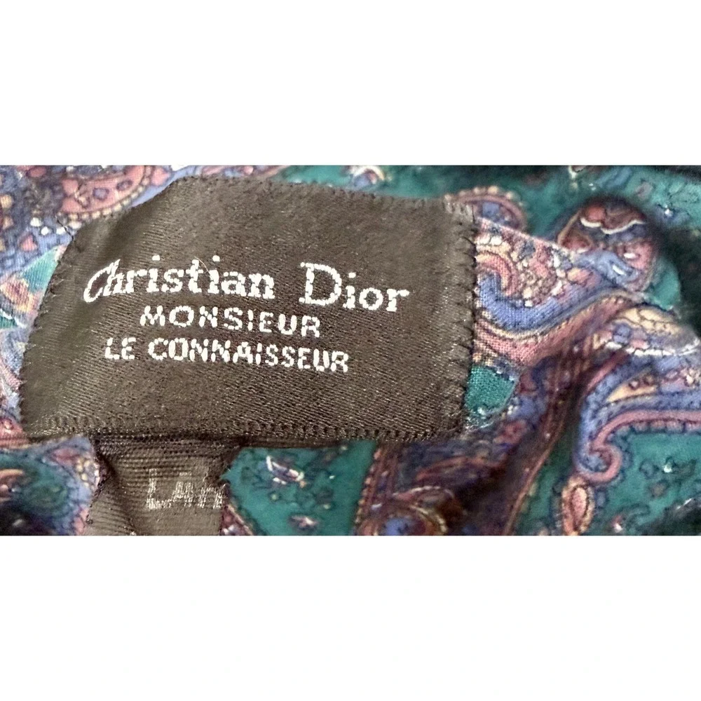 VTG Christian Dior Monsieur Le Connaisseur Pajamas Set Large Paisley Teal Purple